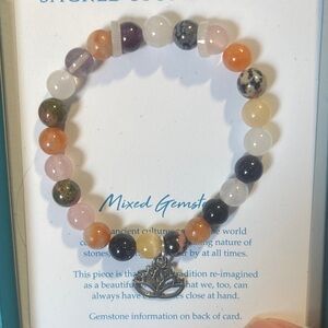 Elegant Multicolor Gemstone Bracelet with Silver Charm